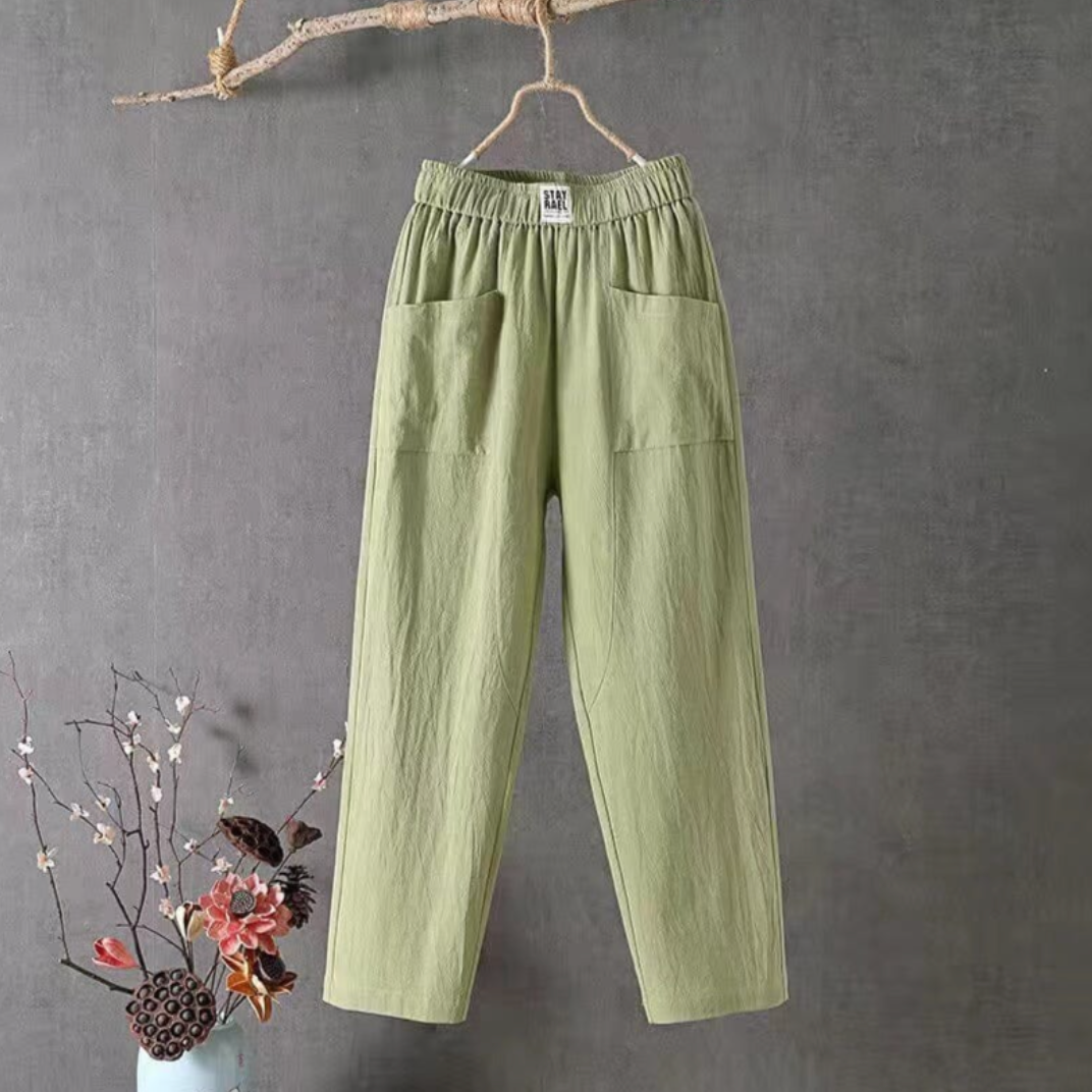 Marika - Linen Trousers with Elastic Waist