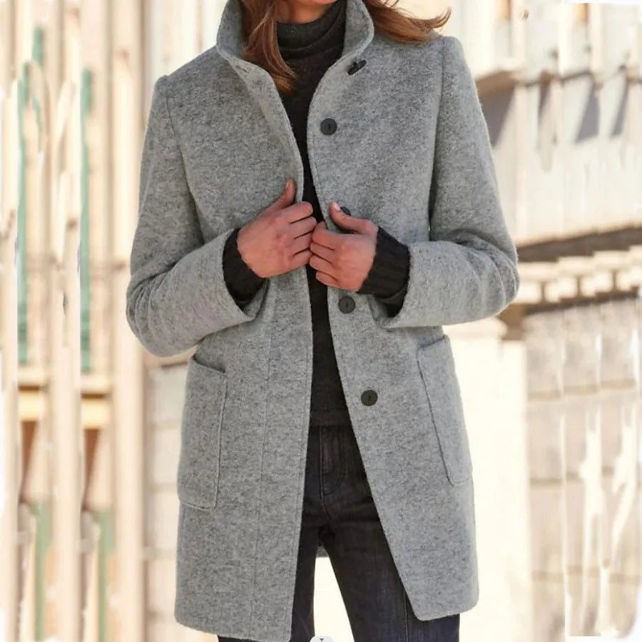 Camille - Elegant Stand-Up Collar Coat for Women