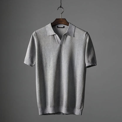 Stefan  - V-knitted Polo shirt