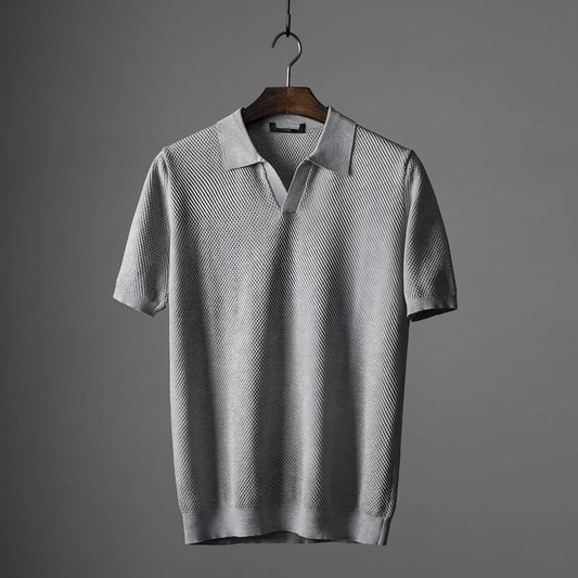 Stefan  - V-knitted Polo shirt