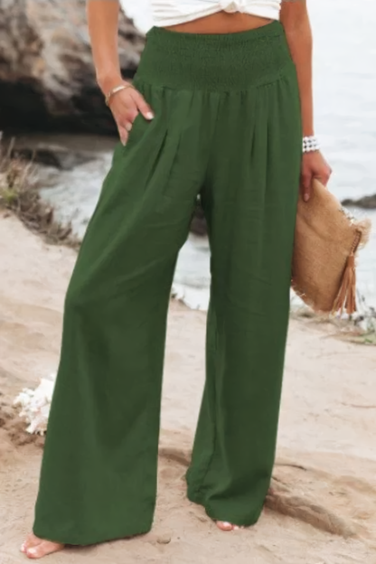 Tyra - High Waisted Palazzo Pants in Cotton and Linen